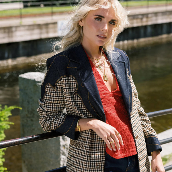 Rise Open Bangle i forgylt stål