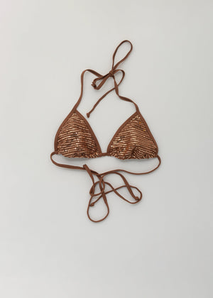 Makai Brown Triangle Bikini Topp